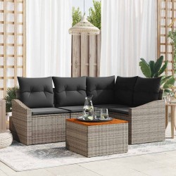 Ensemble de canapé de jardin avec stockage 5 pcs Gris polyrotin 566201566201