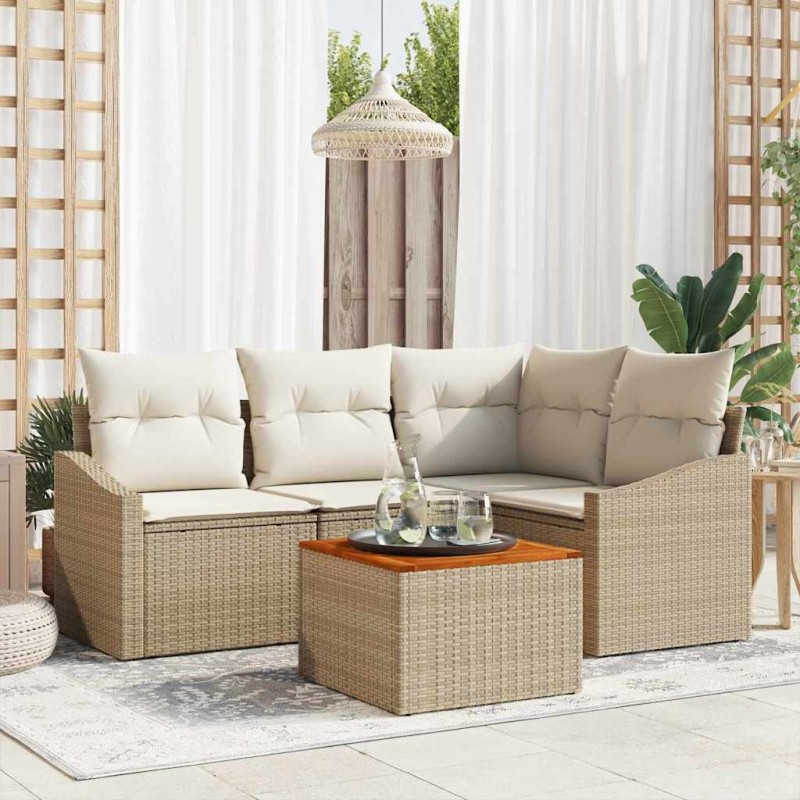 Ensemble de canapé de jardin 5 pcs Beige et crème polyrotin 566202566202