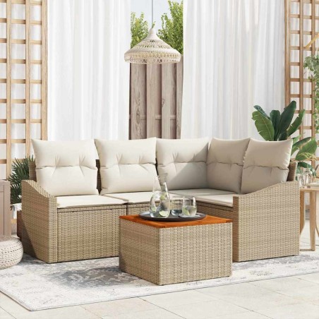 Ensemble de canapé de jardin 5 pcs Beige et crème polyrotin 566202566202