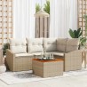 Ensemble de canapé de jardin 5 pcs Beige et crème polyrotin 566202566202