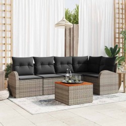 Ensemble de canapé de jardin avec stockage 6 pcs Gris polyrotin 566205566205