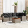 Ensemble de canapé de jardin avec stockage 6 pcs Gris polyrotin 566205566205