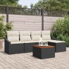 Ensemble de canapé de jardin 6 pcs Noir et Crème polyrotin 566206566206