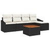 Ensemble de canapé de jardin 6 pcs Noir et Crème polyrotin 566206566206