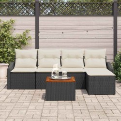 Ensemble de canapé de jardin 6 pcs Noir et Crème polyrotin 566206566206