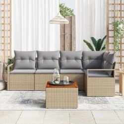 Ensemble de canapé de jardin 6 pcs Beige et Gris clair 566207566207