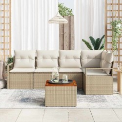 Ensemble de canapé de jardin 6 pcs Beige et crème polyrotin 566209566209