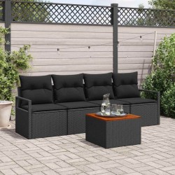 Ensemble de canapé de jardin avec stockage 5 pcs Noir polyrotin 566210566210