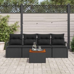 Ensemble de canapé de jardin avec stockage 5 pcs Noir polyrotin 566210566210