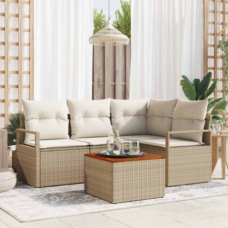 Ensemble de canapé de jardin 5 pcs Beige et crème polyrotin 566211566211