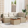 Ensemble de canapé de jardin 5 pcs Beige et crème polyrotin 566211566211