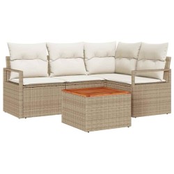 Ensemble de canapé de jardin 5 pcs Beige et crème polyrotin 566211566211