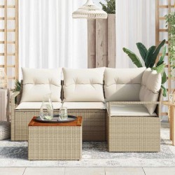 Ensemble de canapé de jardin 5 pcs Beige et crème polyrotin 566211566211