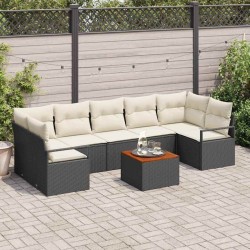Ensemble de canapé de jardin 8 pcs Noir et Crème polyrotin 566213566213