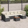 Ensemble de canapé de jardin 8 pcs Noir et Crème polyrotin 566213566213
