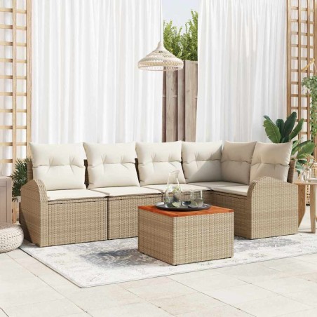 Ensemble de canapé de jardin 6 pcs Beige et crème polyrotin 566217566217