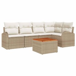 Ensemble de canapé de jardin 6 pcs Beige et crème polyrotin 566217566217