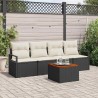 Ensemble de canapé de jardin 5 pcs Noir et Crème polyrotin 566220566220