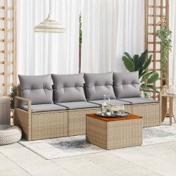 Ensemble de canapé de jardin 5 pcs Beige et Gris clair 566221566221