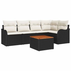 Ensemble de canapé de jardin 6 pcs Noir et Crème polyrotin 566224566224