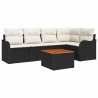 Ensemble de canapé de jardin 6 pcs Noir et Crème polyrotin 566224566224