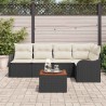 Ensemble de canapé de jardin 6 pcs Noir et Crème polyrotin 566224566224