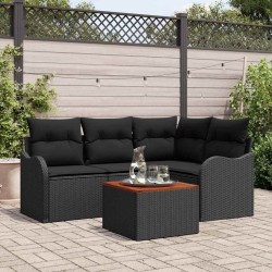 Ensemble de canapé de jardin avec stockage 5 pcs Noir polyrotin 566226566226
