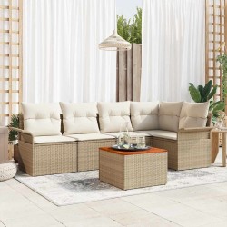 Ensemble de canapé de jardin 6 pcs Beige et crème polyrotin 566229566229