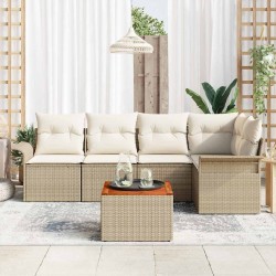 Ensemble de canapé de jardin 6 pcs Beige et crème polyrotin 566229566229