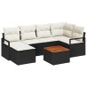 Ensemble de canapé de jardin 7 pcs Noir et Crème polyrotin 566231566231