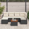 Ensemble de canapé de jardin 7 pcs Noir et Crème polyrotin 566231566231