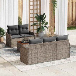 Ensemble de canapé de jardin avec stockage 6 pcs Gris polyrotin 566235566235
