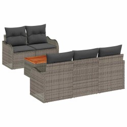 Ensemble de canapé de jardin avec stockage 6 pcs Gris polyrotin 566235566235