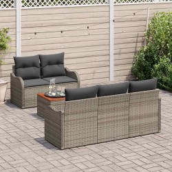 Ensemble de canapé de jardin avec stockage 6 pcs Gris polyrotin 566235566235