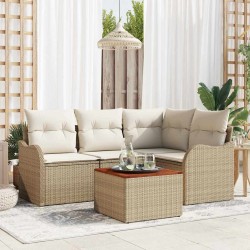 Ensemble de canapé de jardin 5 pcs Beige et crème polyrotin 566238566238
