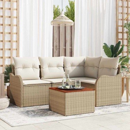 Ensemble de canapé de jardin 5 pcs Beige et crème polyrotin 566238566238