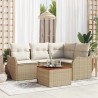 Ensemble de canapé de jardin 5 pcs Beige et crème polyrotin 566238566238