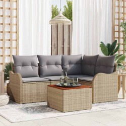 Ensemble de canapé de jardin 5 pcs Beige et Gris clair 566239566239