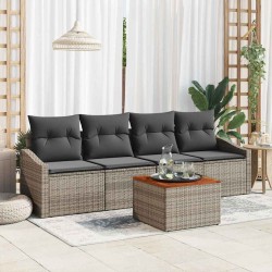Ensemble de canapé de jardin avec stockage 5 pcs Gris polyrotin 566241566241