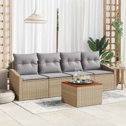 Ensemble de canapé de jardin 5 pcs Beige et Gris clair 566242566242