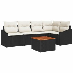 Ensemble de canapé de jardin 6 pcs Noir et Crème polyrotin 566244566244