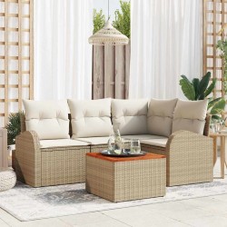 Ensemble de canapé de jardin 5 pcs Beige et crème polyrotin 566246566246