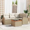 Ensemble de canapé de jardin 5 pcs Beige et crème polyrotin 566246566246