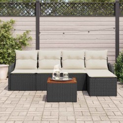 Ensemble de canapé de jardin 6 pcs Noir et Crème polyrotin 566250566250