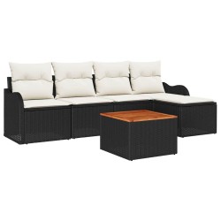 Ensemble de canapé de jardin 6 pcs Noir et Crème polyrotin 566250566250