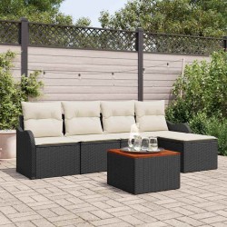 Ensemble de canapé de jardin 6 pcs Noir et Crème polyrotin 566250566250