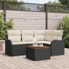 Ensemble de canapé de jardin 5 pcs Noir et Crème polyrotin 566251566251