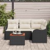 Ensemble de canapé de jardin 5 pcs Noir et Crème polyrotin 566251566251