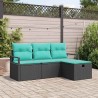 Ensemble de Canapés 4 pcs Noir et turquoise polyrotin 566253566253