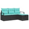 Ensemble de Canapés 4 pcs Noir et turquoise polyrotin 566253566253